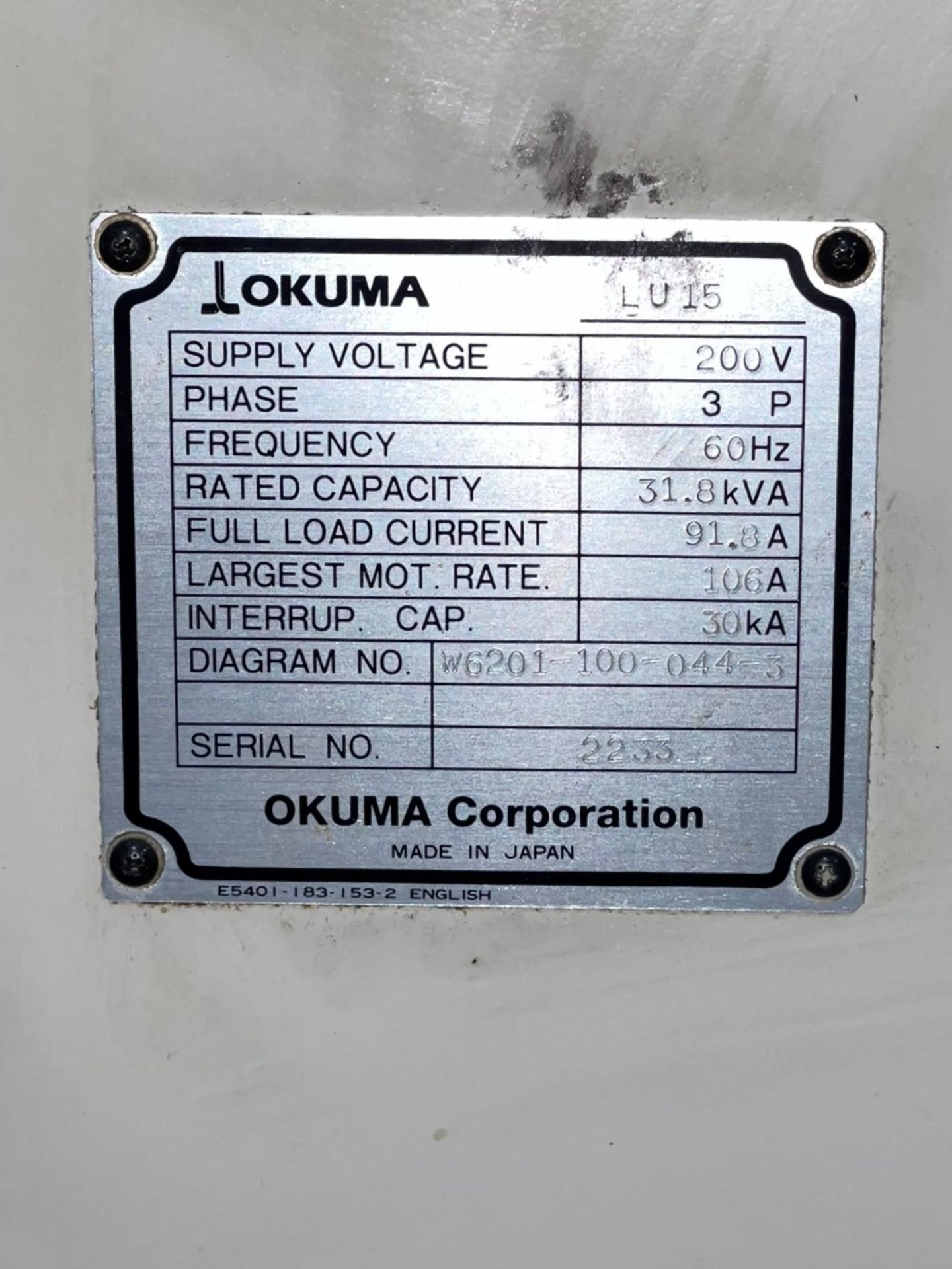 OKUMA Impact LU-15MY Twin-Turret CNC Turning Center with Live Milling, S/N 2233 - Image 13 of 13