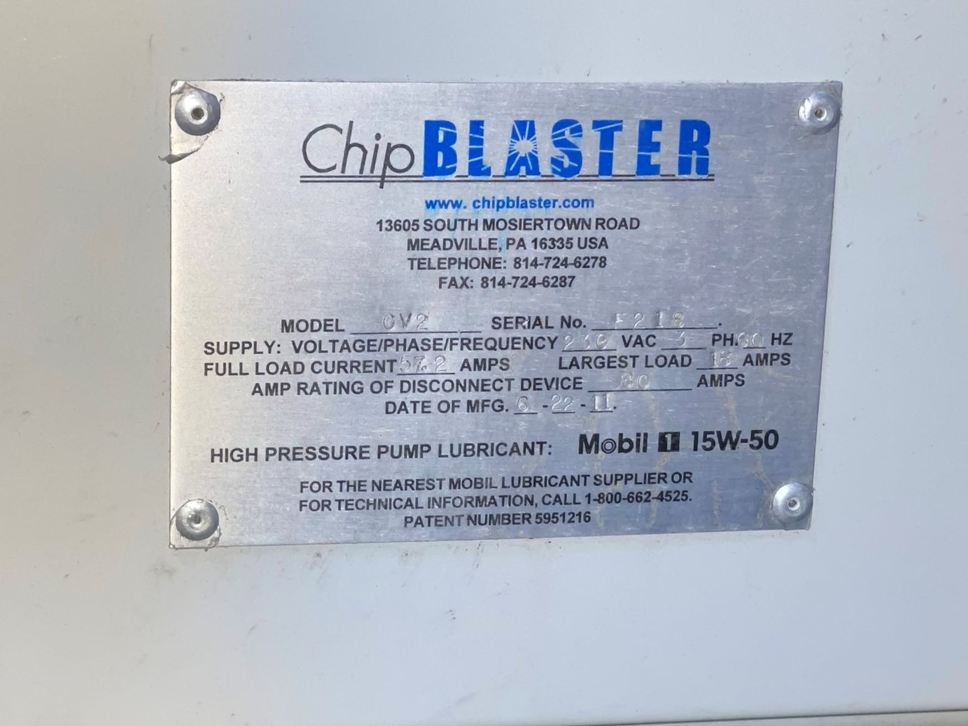 Chip Blaster GV2 High Pressure Coolant Unit, S/N F218 - Image 3 of 3