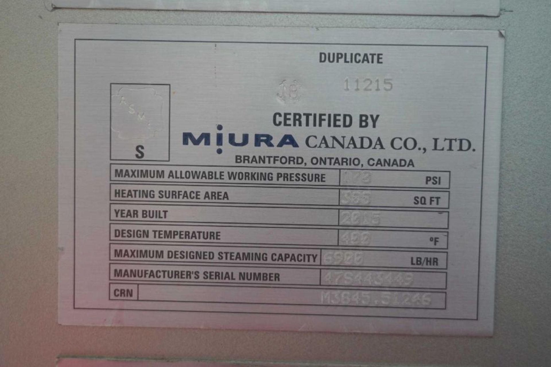 Muira LX-200SG-07-LV MUIRA Natural Gas Steam Boiler Maximum Allowable Working Pressure 170 PSI, - Image 7 of 9