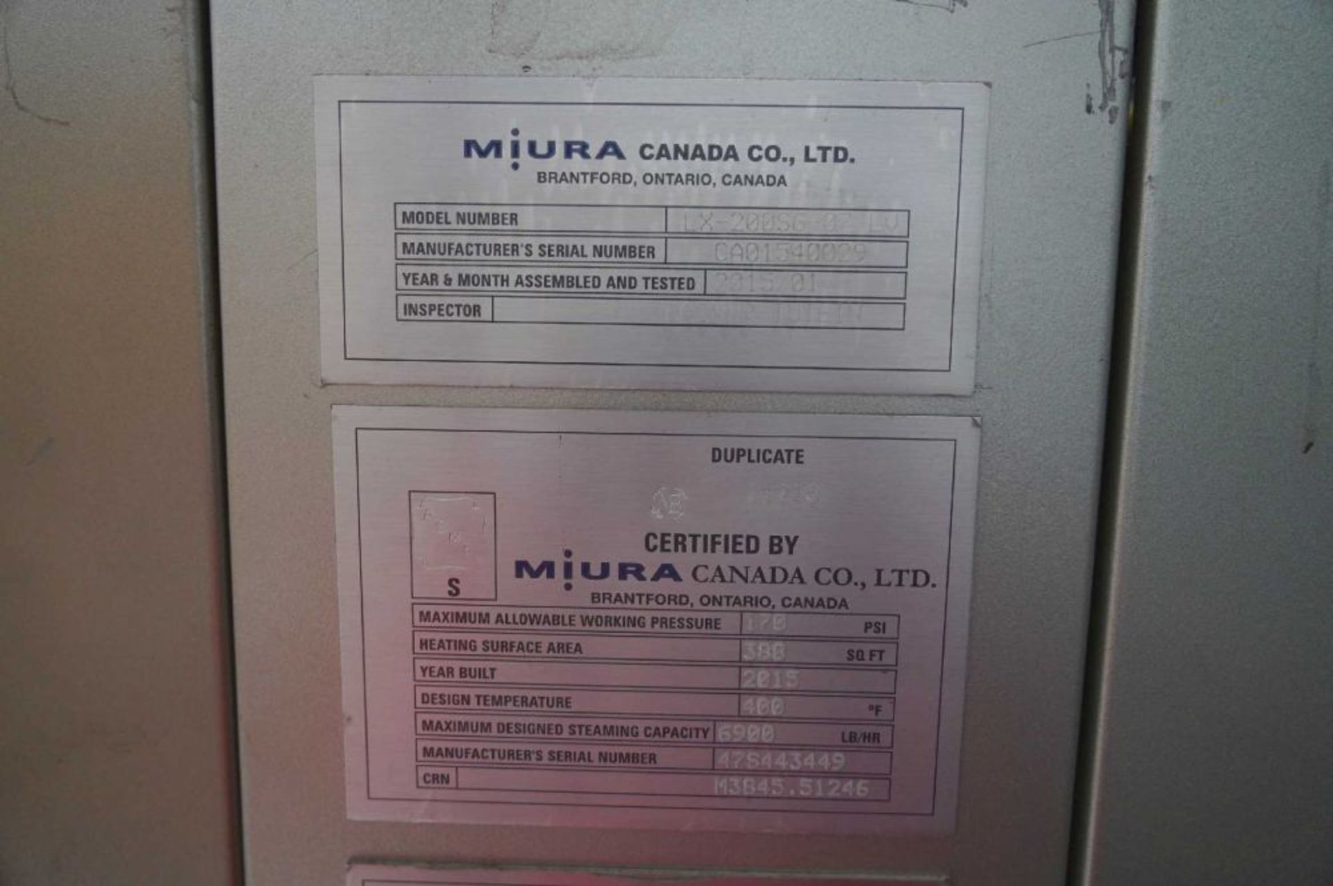 Muira LX-200SG-07-LV MUIRA Natural Gas Steam Boiler Maximum Allowable Working Pressure 170 PSI, - Image 5 of 9