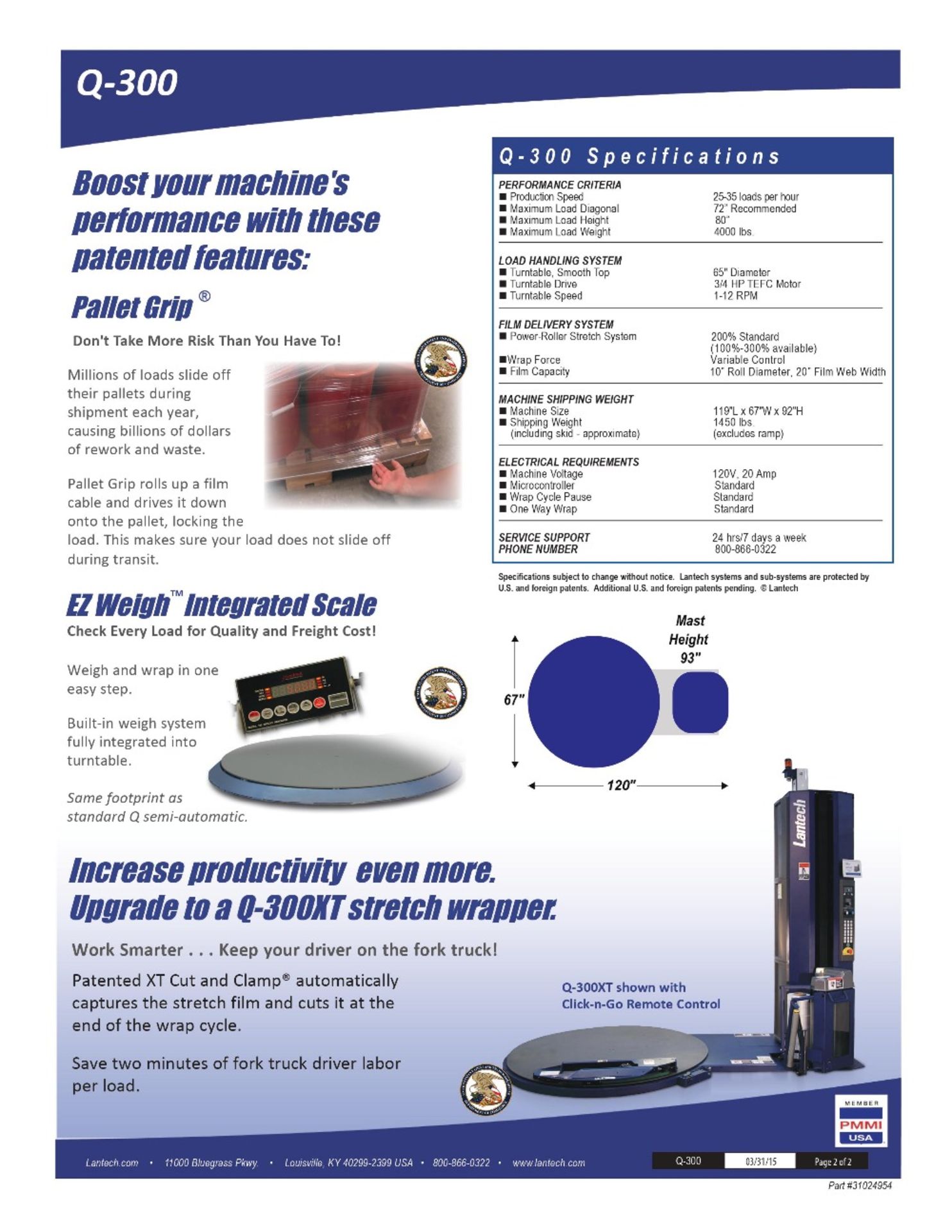 LANTECH PALLET STRETCH WRAPPER, MODEL Q300, S/N QM054033, 120 V, 1 PHASE (2019 MFG) - Image 9 of 9