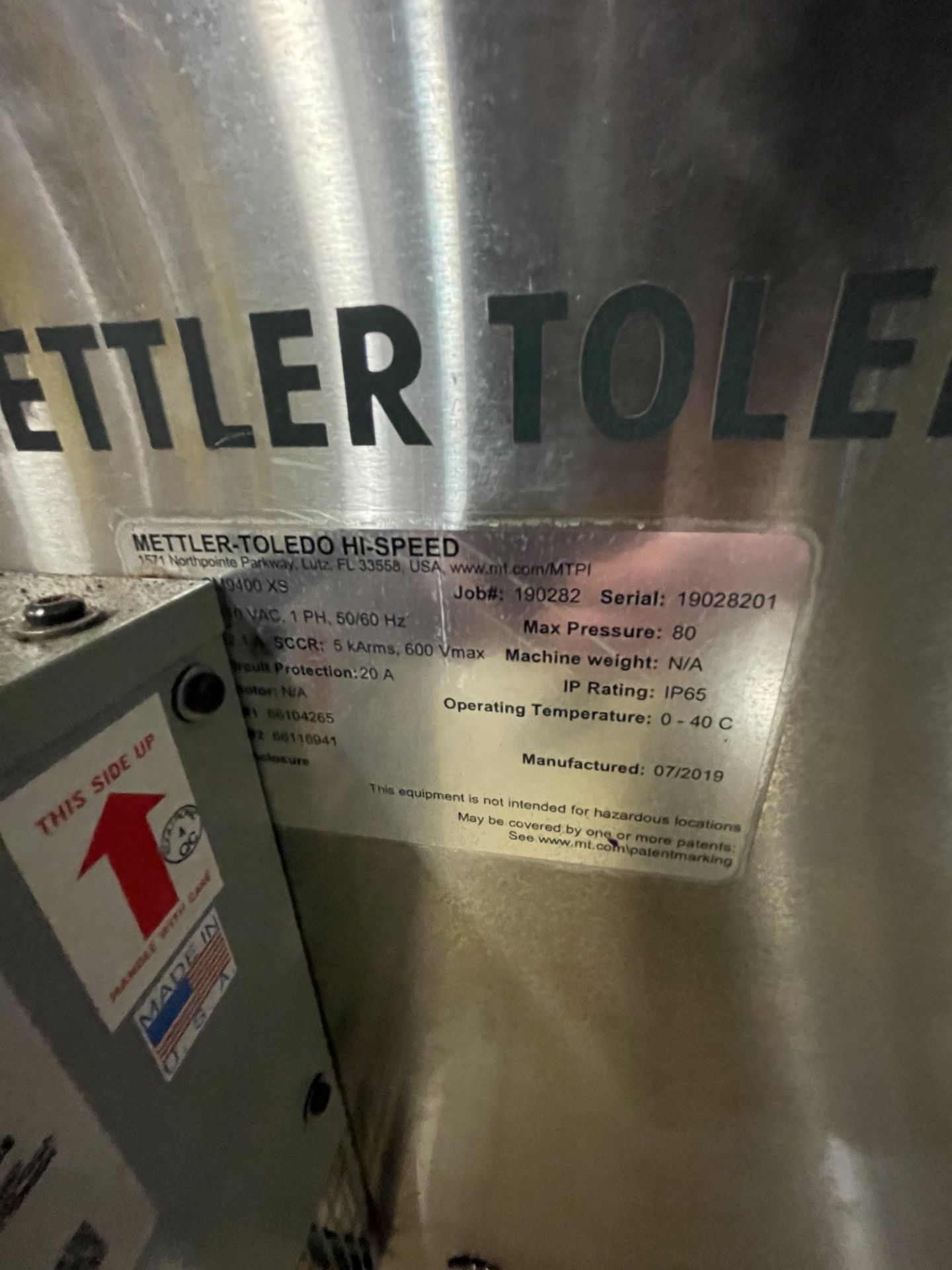 METTLER TOLEDO CONVEYORIZED CHECK WEIGHER, MODEL C3570 CM9400 XS, S/N 190282, (2019 MFG)(COST IN 2 - Image 9 of 11