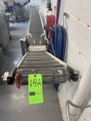 PORTABLE S/S MESH CONVEYOR WITH APPROX. 14" W BELT, STRAIGH SECTION APPROX. 200" L X 15" W X 28"