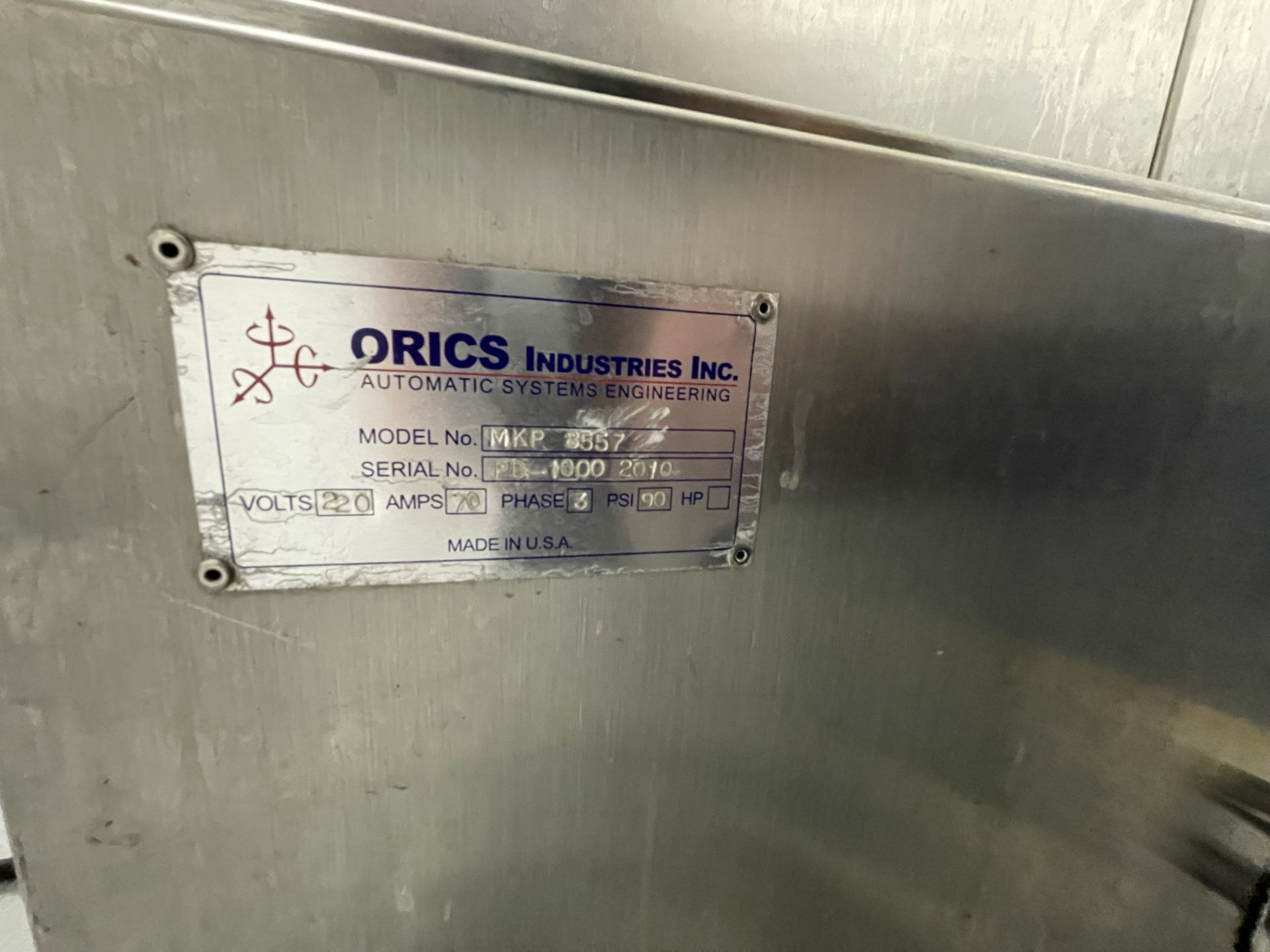 ORICS TRAY SEALER, MODEL MKP 3557, S/N PB-1000, WITH MAP NITROGEN GAS FLUSH, ALLEN BRADLEY - Image 45 of 54