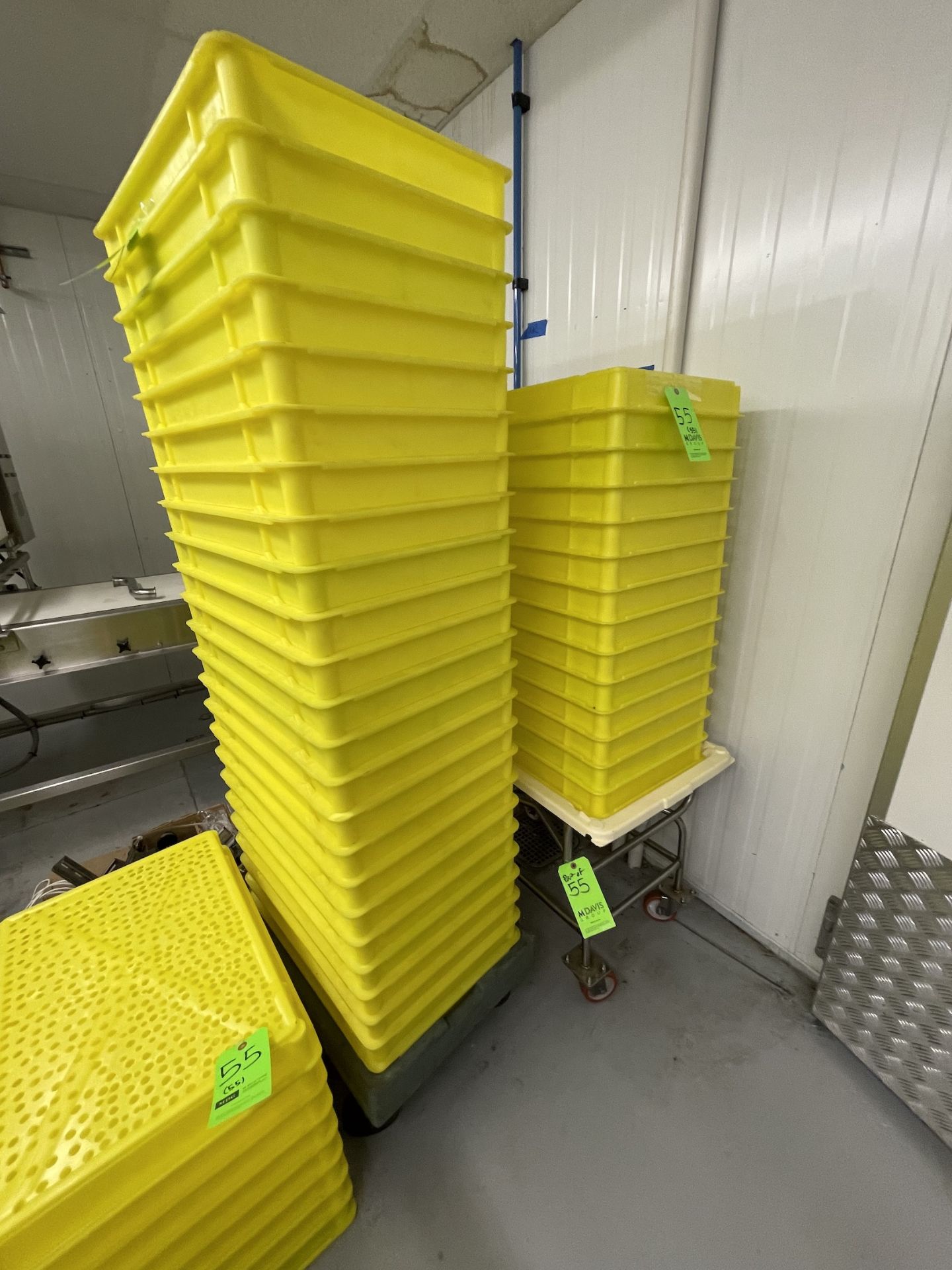 (55) YELLOW DRYING RACKS / BINS, (3) ALUMINUM INGREDIENT BIN DOLLIES, - Image 2 of 3