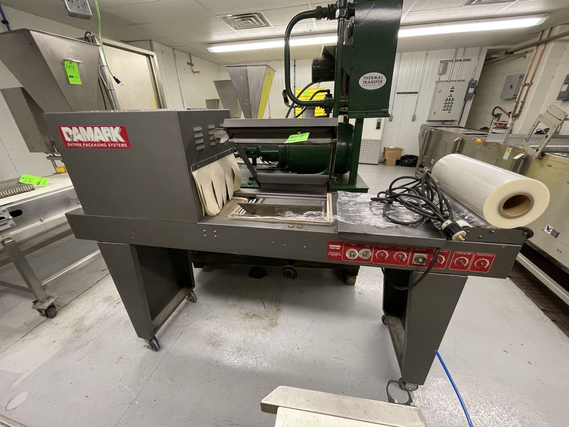 DAMARK L-BAR SEALER WITH SHRINK WRAP TUNNEL, MODEL MPC 1418 MAXI-PAK, APPROX. 12" W CONVEYOR,