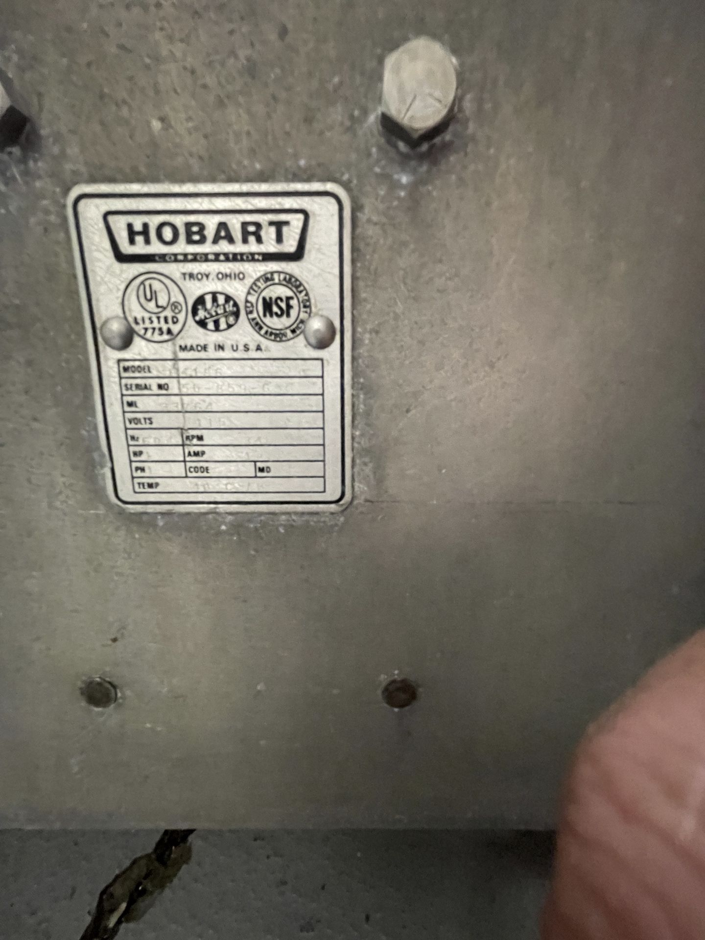 HOBART BOWL / BUFFALO CHOPPER, MODEL 4186, S/N 56-859-965, APPROIX. 19" W, 1 HP, 3450 RPM, 115 V, - Bild 8 aus 8