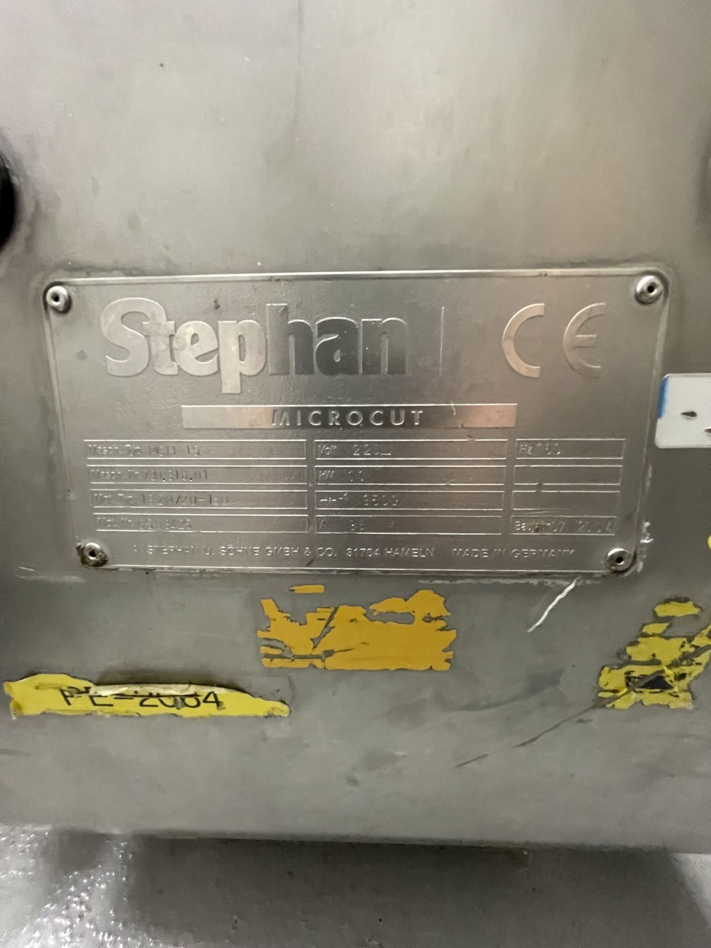 STEPHAN MICROCUT EMULSIFIER, MODEL MCH 15, S/N 730.318.01, APPROX. 36" INFEED HOPPER, APPROX. 7" - Image 9 of 20