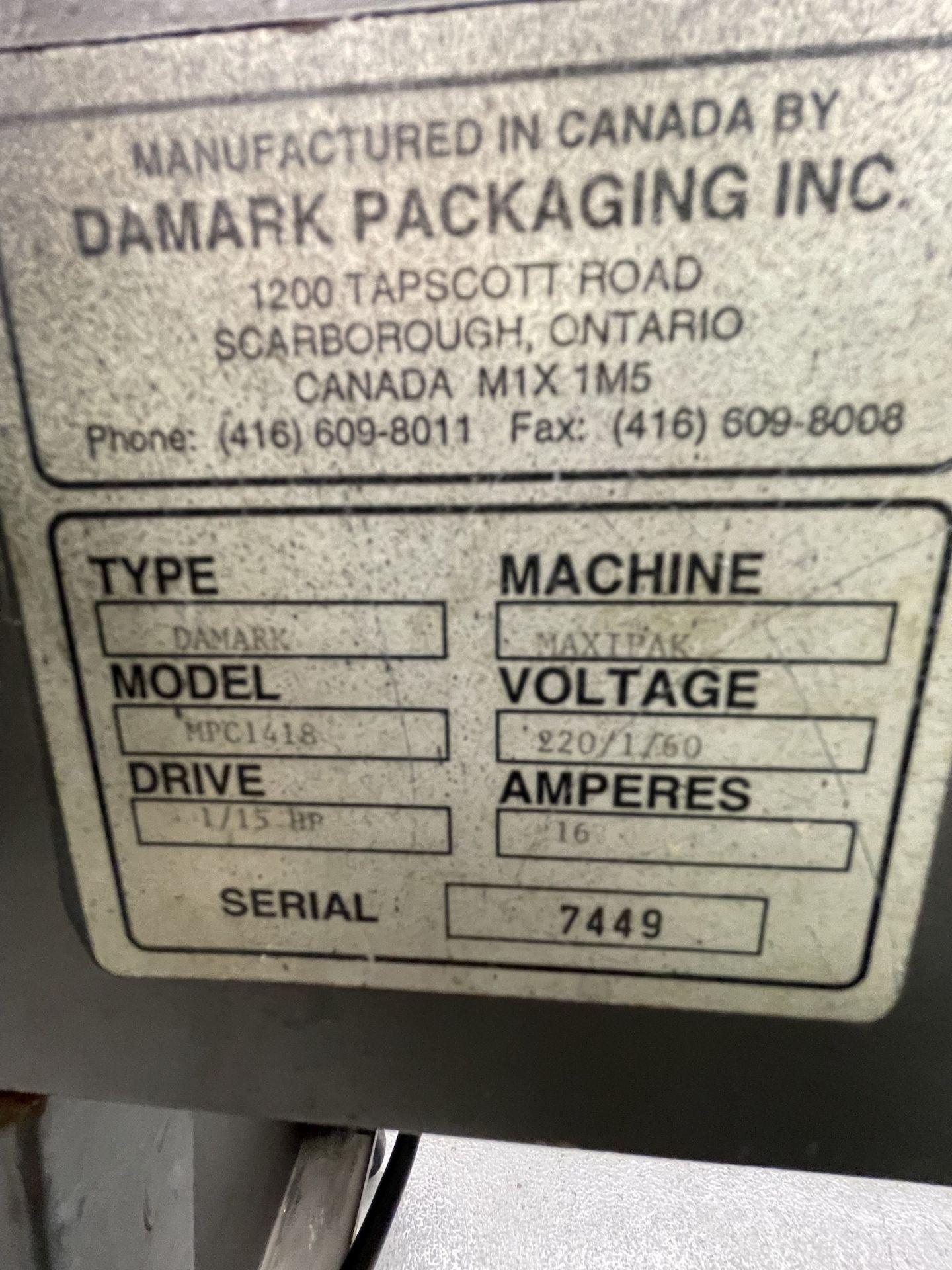 DAMARK L-BAR SEALER WITH SHRINK WRAP TUNNEL, MODEL MPC 1418 MAXI-PAK, APPROX. 12" W CONVEYOR, - Bild 6 aus 14