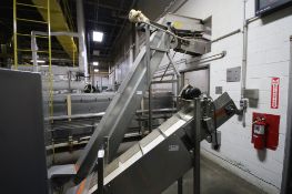 S/S Incline Conveyor,Aprox. 9 ft. 6” H Belt to Floor, Mounted on S/S Frame (INV#82508) (LOCATED IN