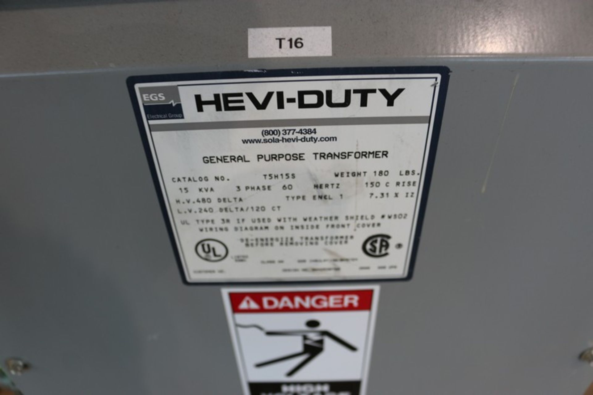 (1) HEVI-DUTY General Purpose Transformer, Cat. No. T5H15S, H.V. 480 Delt, 3 Phase, & (1) HEVI- - Bild 3 aus 7