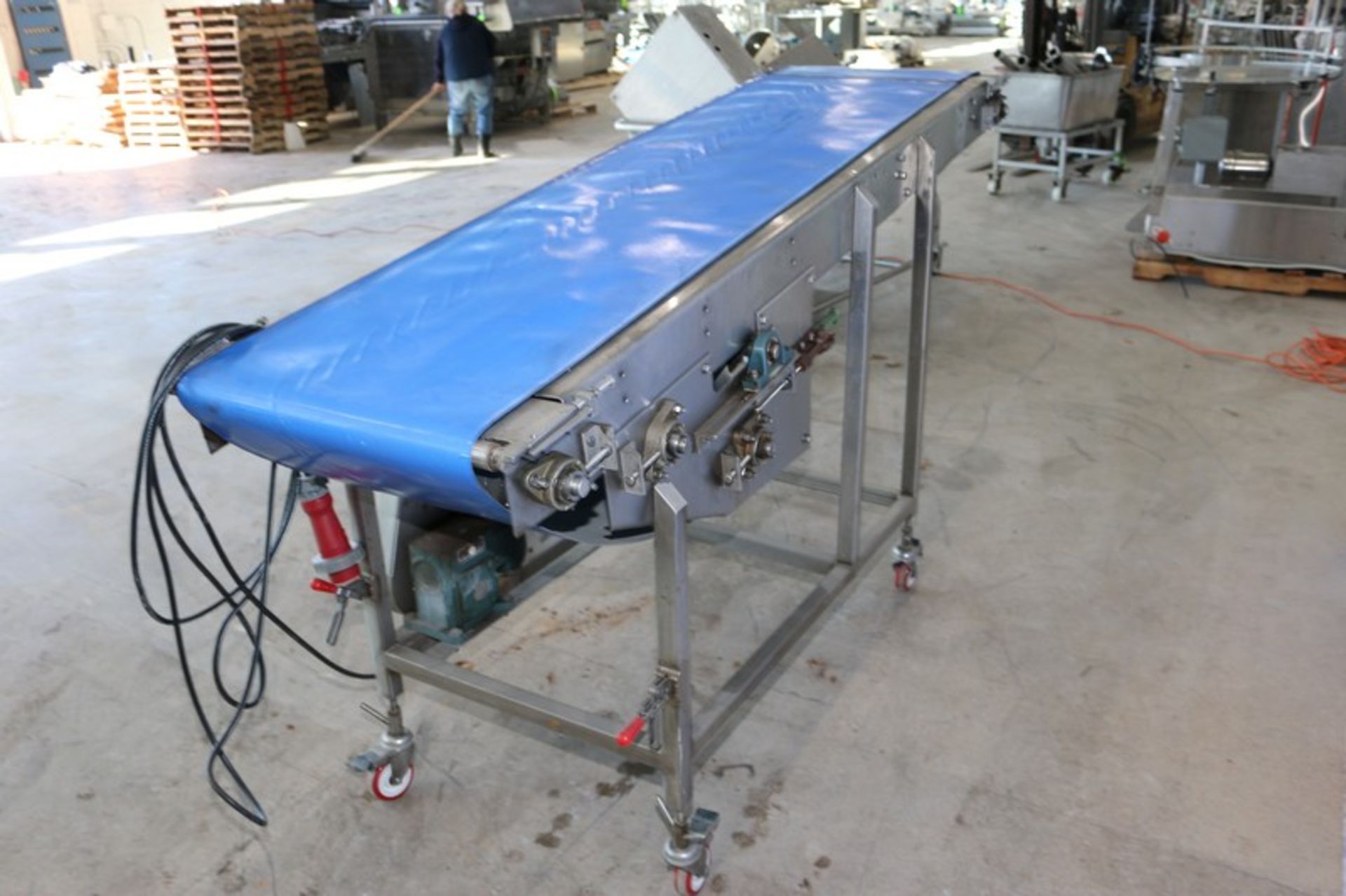 S/S Incline Conveyor, Aprox. 88" L Belt x 21-3/4 W Belt, with Reliance 3/4 hp Motor, Mounted on S/ - Bild 6 aus 8