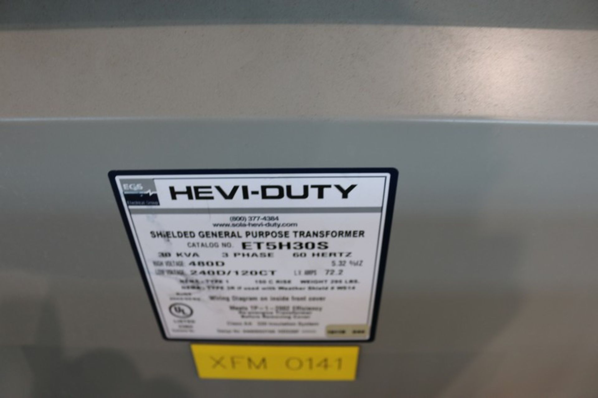 (1) HEVI-DUTY General Purpose Transformer, Cat. No. T5H15S, H.V. 480 Delt, 3 Phase, & (1) HEVI- - Bild 4 aus 7