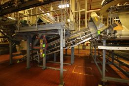 Incline Conveyor Section,Overall Length: Aprox. 20' L, Overall Height (Peak to Floor): Aprox. 92" H,