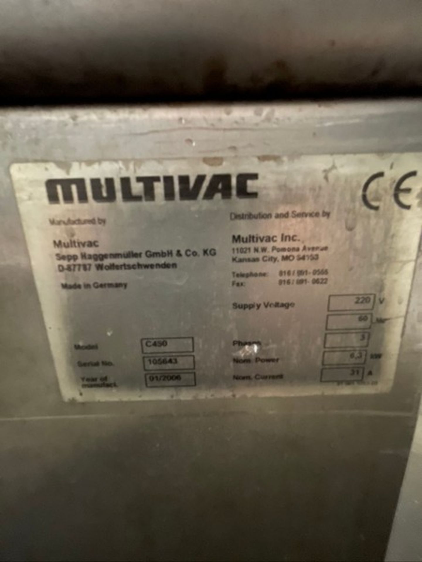 MULTIVAC CHAMBER SEALER, MODEL C450, S/N 105643, CHAMBER APPROX. 26" X 22", ONBOARD VACUUM PUMP, 220 - Image 23 of 23