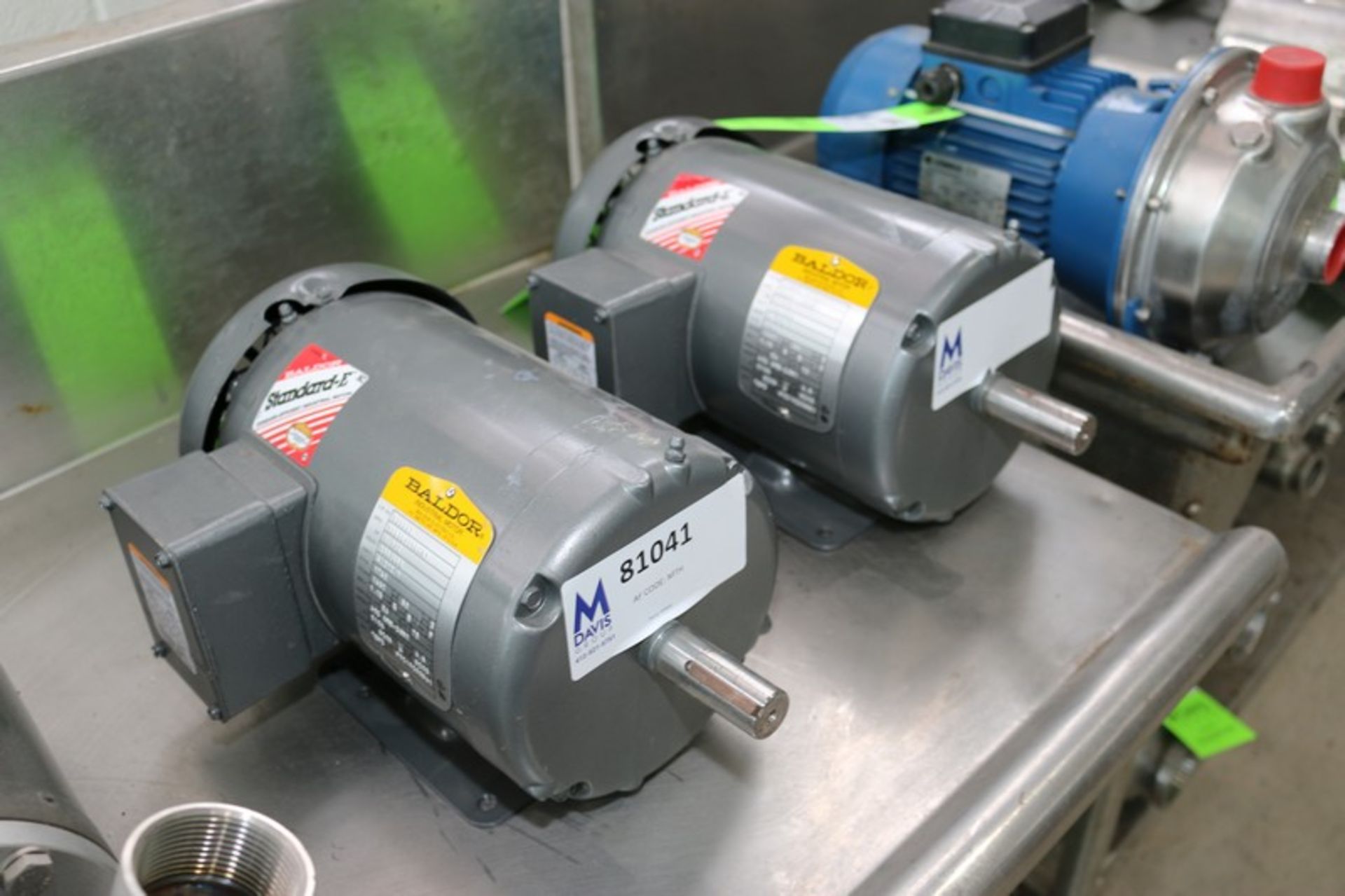 (2) NEW Baldor 1-1/2 hp Motors, 230/460 Volts, 3 Phase, 1740 RPM (INV#81041)(Located @ the MDG