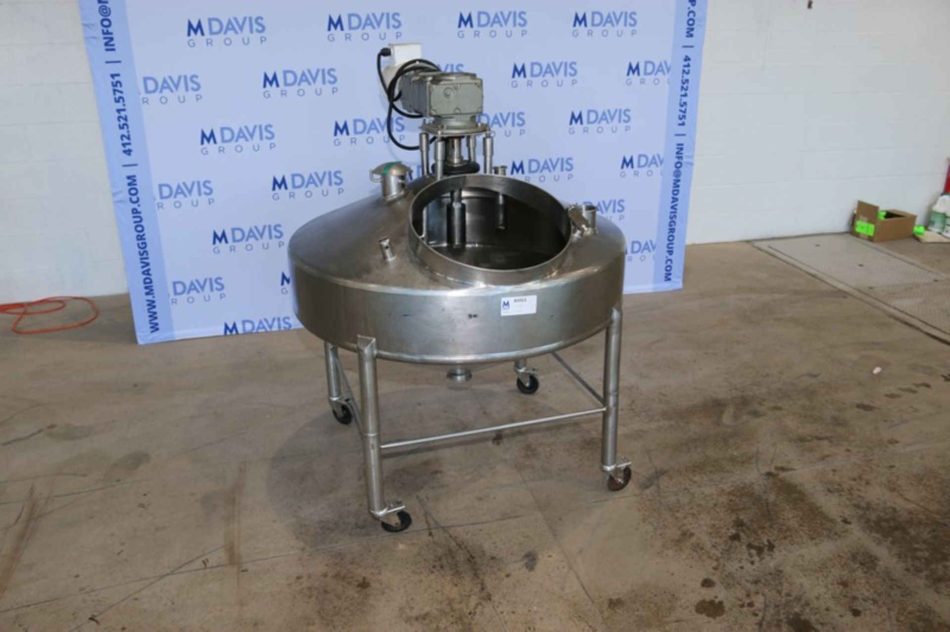 Aprox. 50 Gal. S/S Single Wall Tank, with Top Mounted Agitation Motor, Internal Tank Dims.: Aprox.