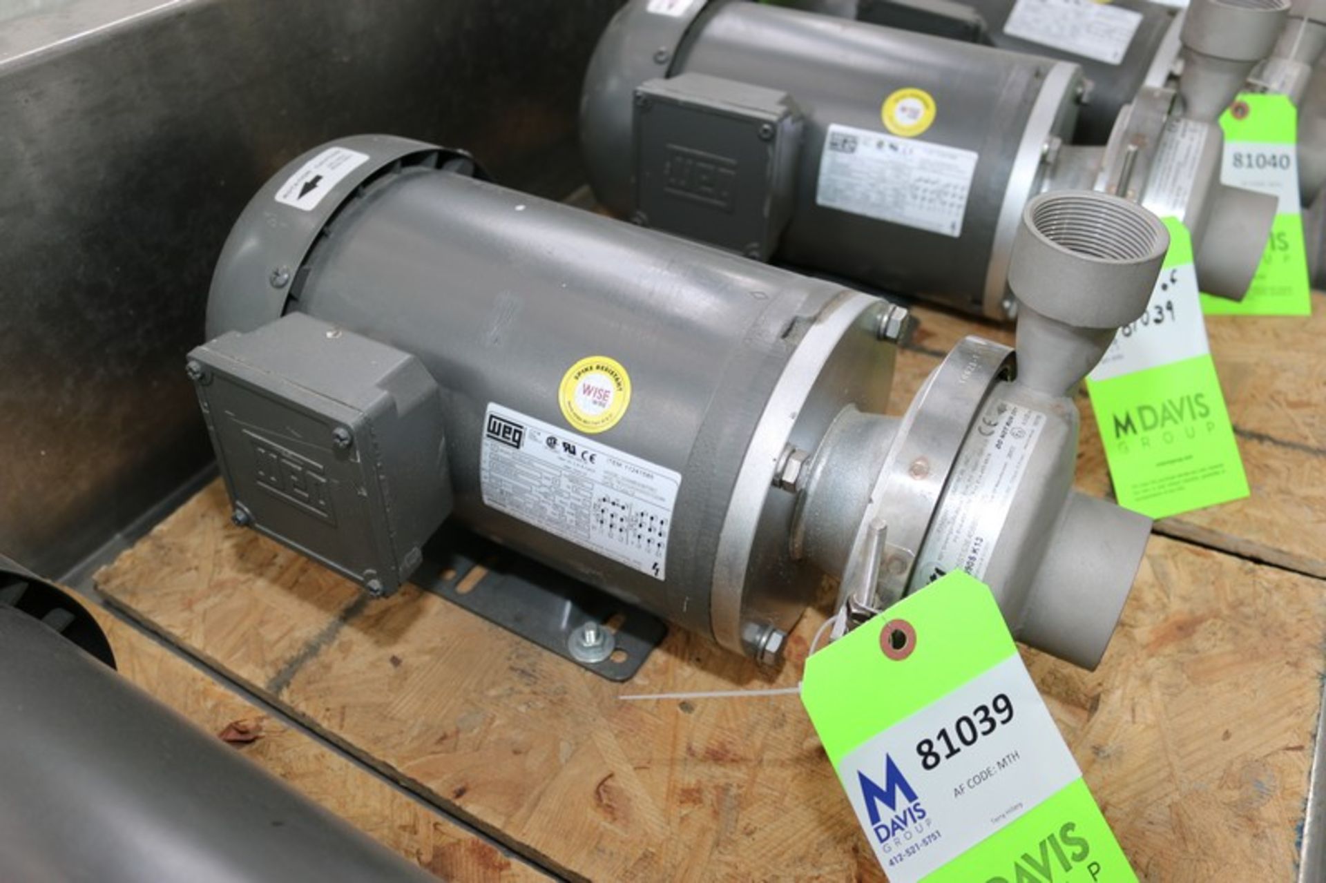 (2) NEW WEG 3 hp Pumps, M/N 00336ES3EF56C, 208-230/460 Volts, 3 Phase, with Aprox. 2-1/4" x 2" - Image 2 of 4