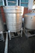 Aprox. 200 Gal. Vertical S/S Single Wall Tank, Internal Tank Dims.: Aprox. 40" Tall x 38" Dia.,