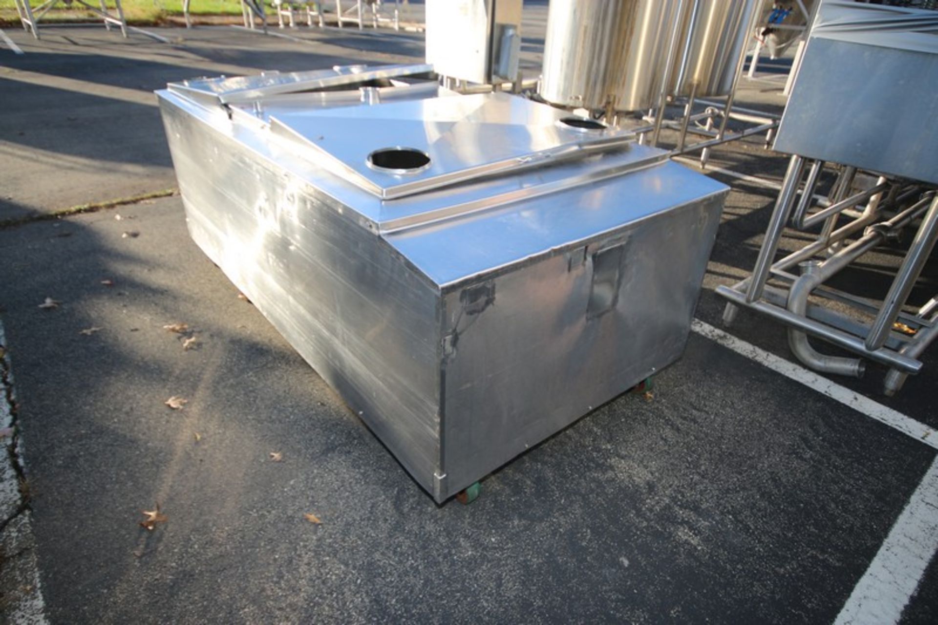Aprox. 500 Gal. S/S Jacketed Horizontal Tank, with S/S Hinge Lids, Internal Tank Dims.: Aprox. 76" L - Image 5 of 7