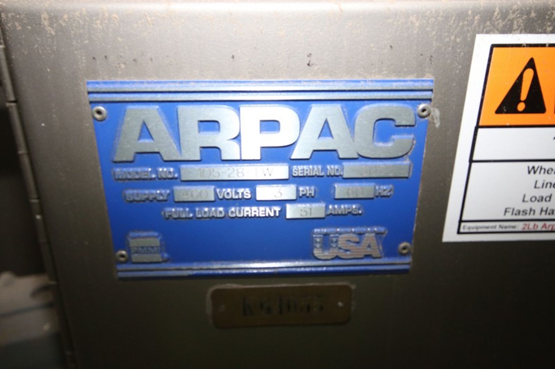 ARPAC Shrink Bundler/Tunnel System, M/N 105-28-TW, S/N 3073, 460 Volts, 3 Phase, with Tunnel, - Image 6 of 9