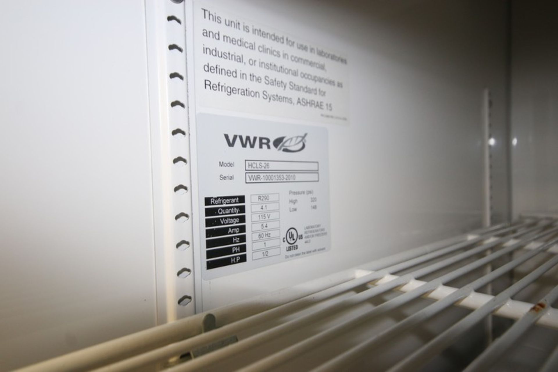 VWR Lab Refrigerator, M/N HCLS-26, S/N VWR-10001353-2010, R290 Refrigerant, 115 Volts (LOCATED IN - Image 3 of 3