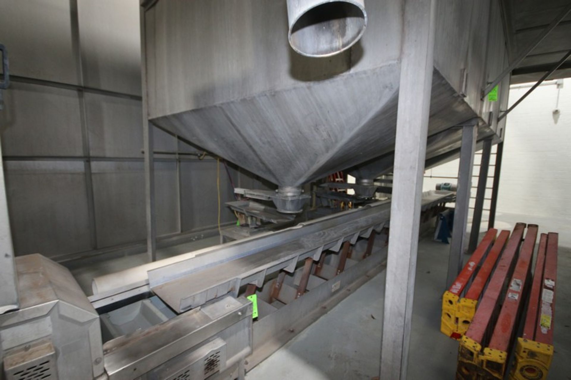 3-Section of S/S Single Wall Feed Bins, with (3) Pneumatic Bins Gates Discharge, Internal Dims.: - Image 3 of 10