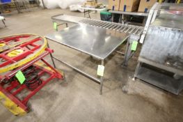 S/S Table, Overall Dims.: Aprox. 48" L x 36" W x 28" H, Mounted on S/S Frame (LOCATED IN