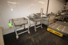 Lot of Assorted (3) S/S Square Totes, with (1) Portable Basket with Misc. Parts & Buckets (LOCATED