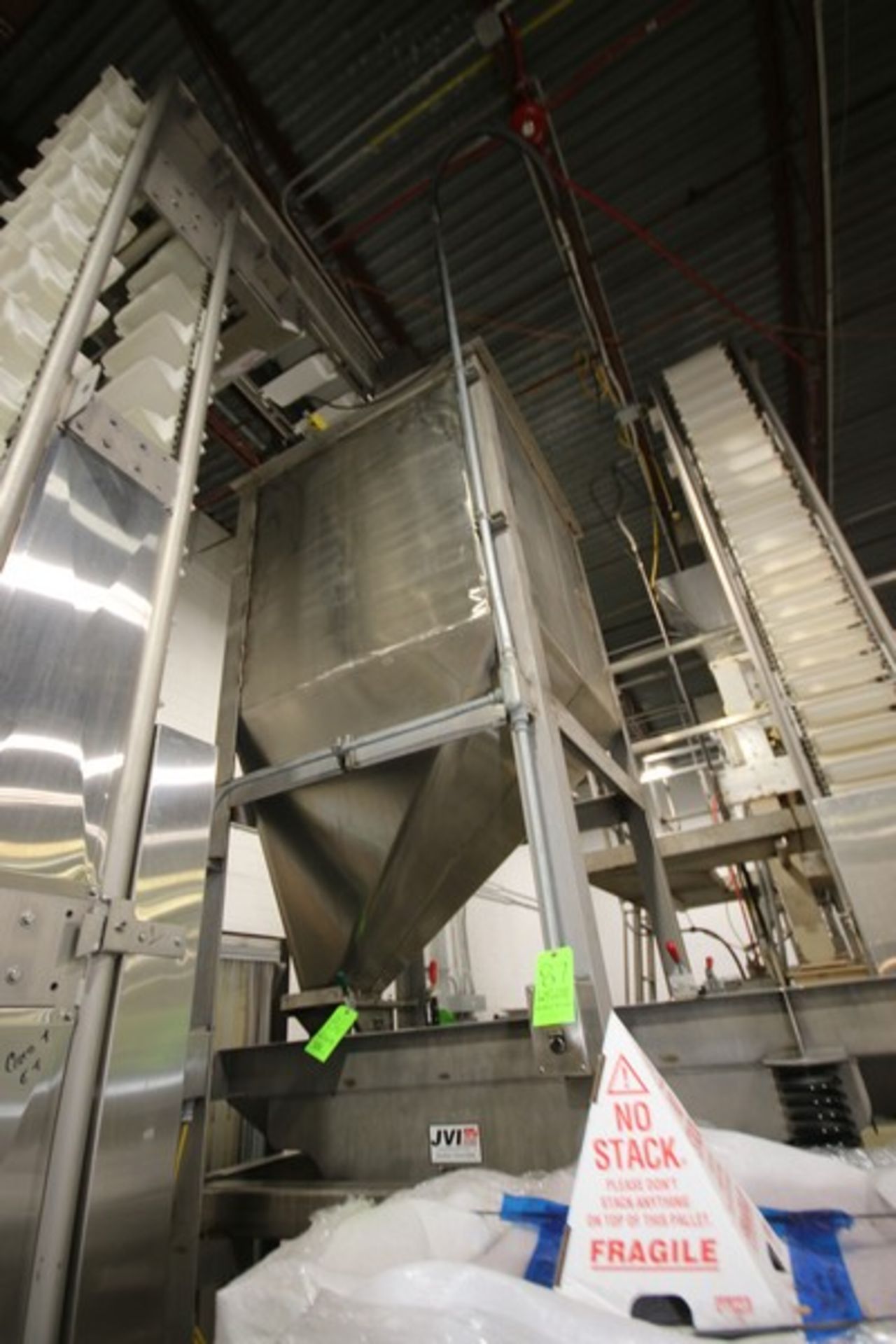 S/S Single Wall Feed Hopper, with S/S Cone Bottom, Mounted on S/S Frame (LOCATED IN SAHUARITA,