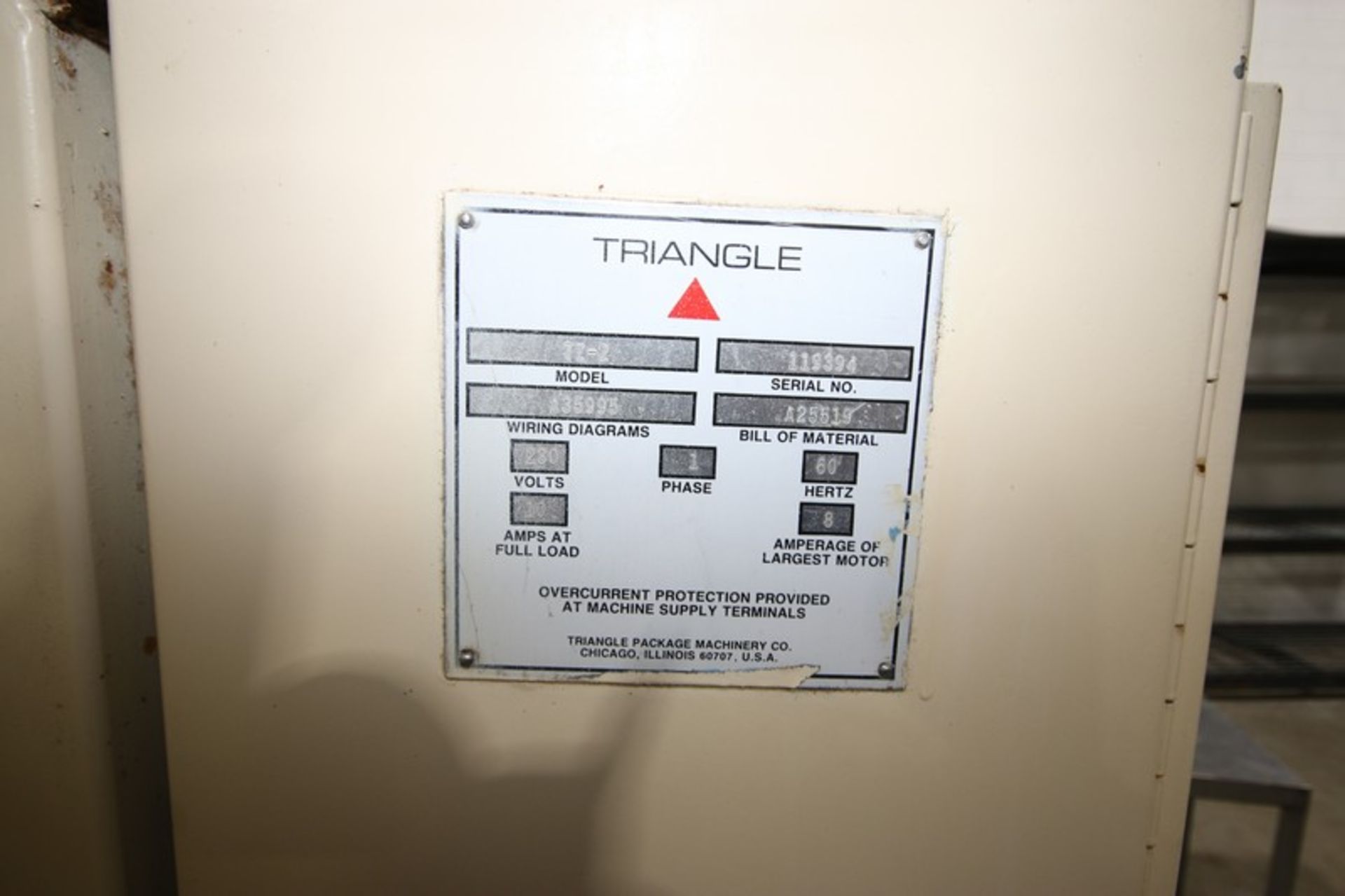 Triangle Vertical Form, Fill, & Seal, M/N TZ-2, S/N 119394, 230 Volts, 1 Phase, with Control - Image 9 of 23
