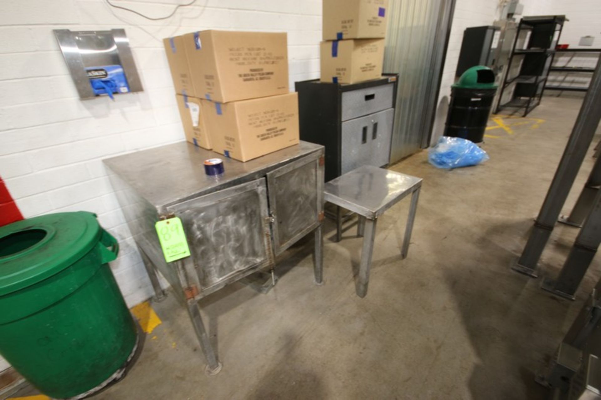 3-Pce. Lot Includes (1) S/S Double Door Cabinet, (1) Gladiator Cabinet Cabinet on S/S Stand, (1) S/S