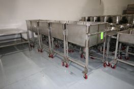 (5) S/S Square Totes, Internal Dims.: Aprox. 30" L x 30" W x 20" Dia., with Cone Bottom with Outlet,