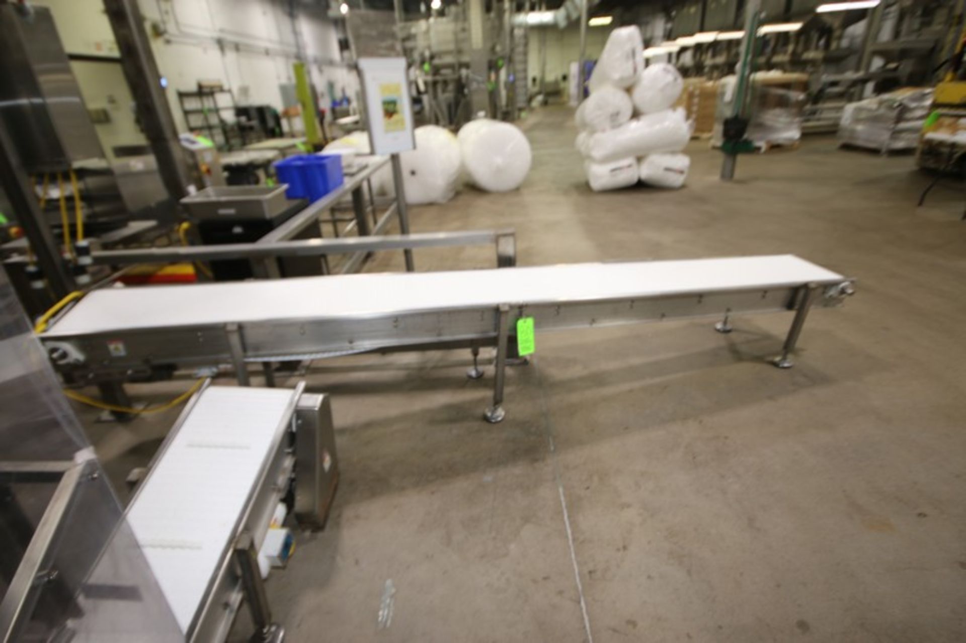Straight Section of S/S Product Conveyor, Aprox. 12 ft. L with Aprox. 14" W Plastic Belt, Mounted on - Image 2 of 5