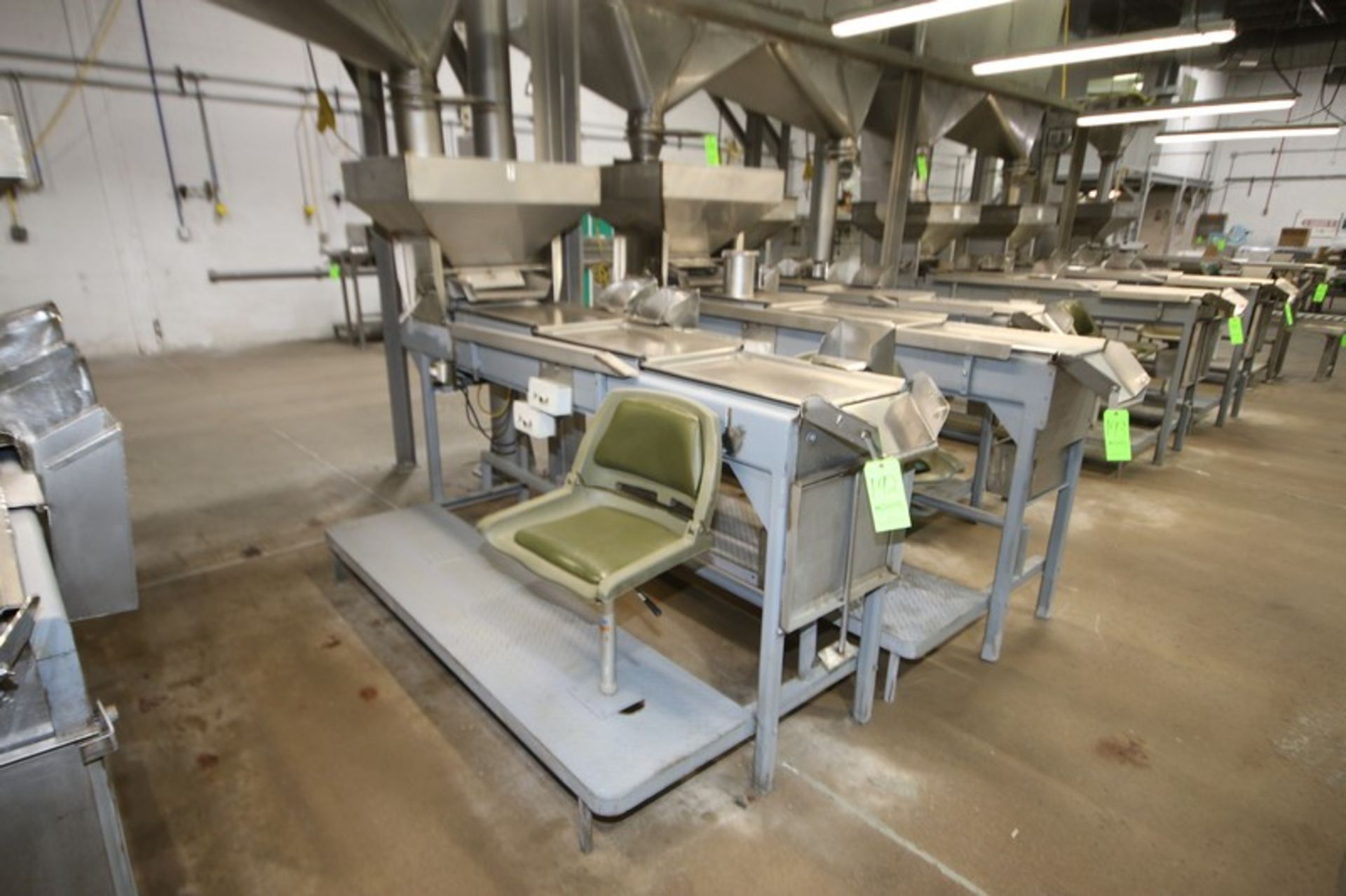 S/S Picking Table, with S/S Infeed Funnel, with (1) Chair, Overall Length of Table: Aprox. 100" L,