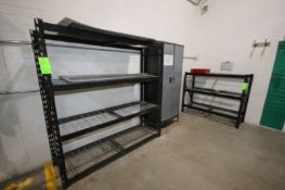 Lot of (2) Shelving Unites, 1-Unit (4) Shelves with Uprights & Cross Beams, & 1-Unit (3) Shelves