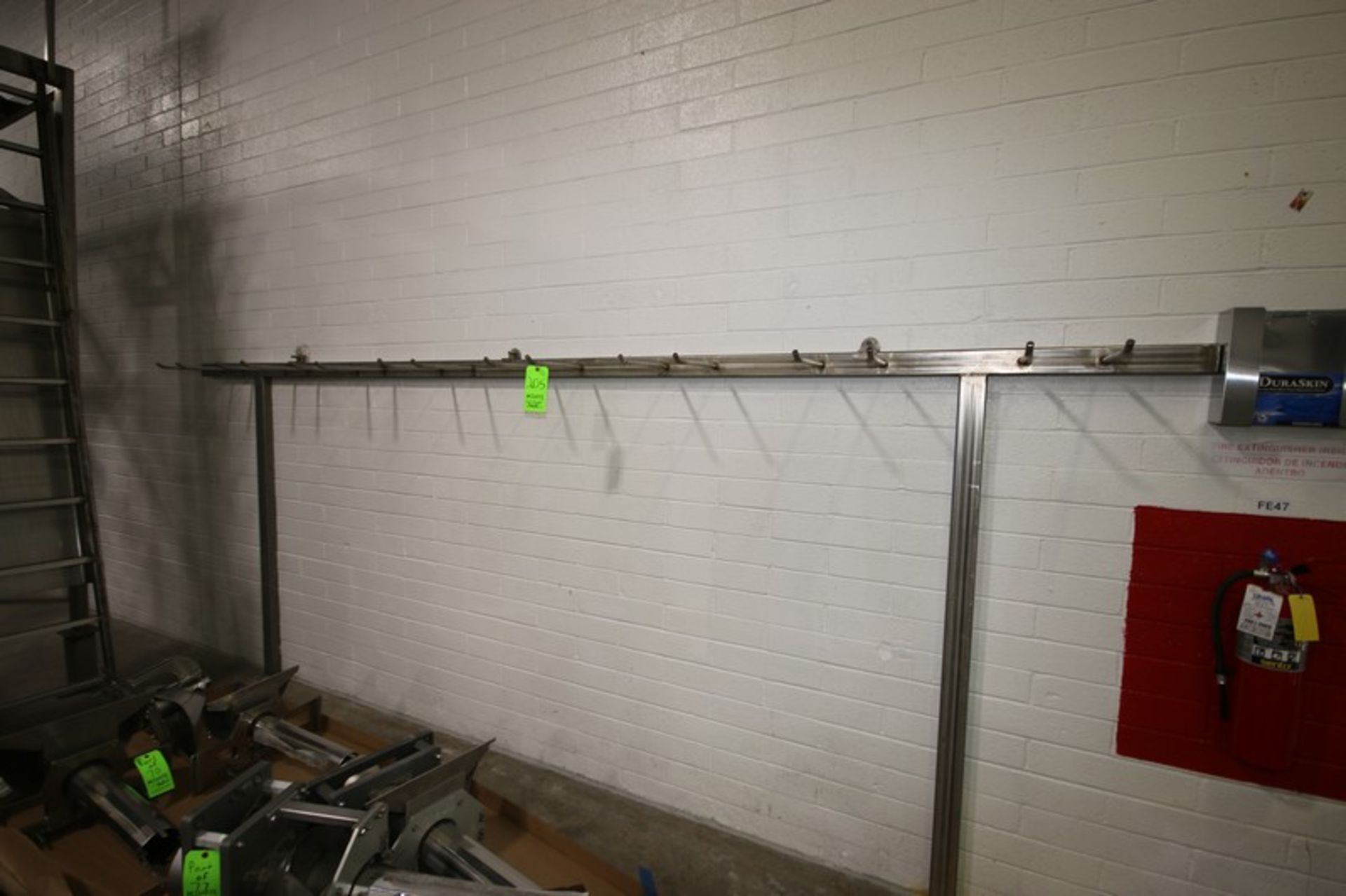 S/S Wall Mounted Coat Rack, Aprox. 180" L, with S/S Rods for Hanging (LOCATED IN SAHUARITA, AZ) (