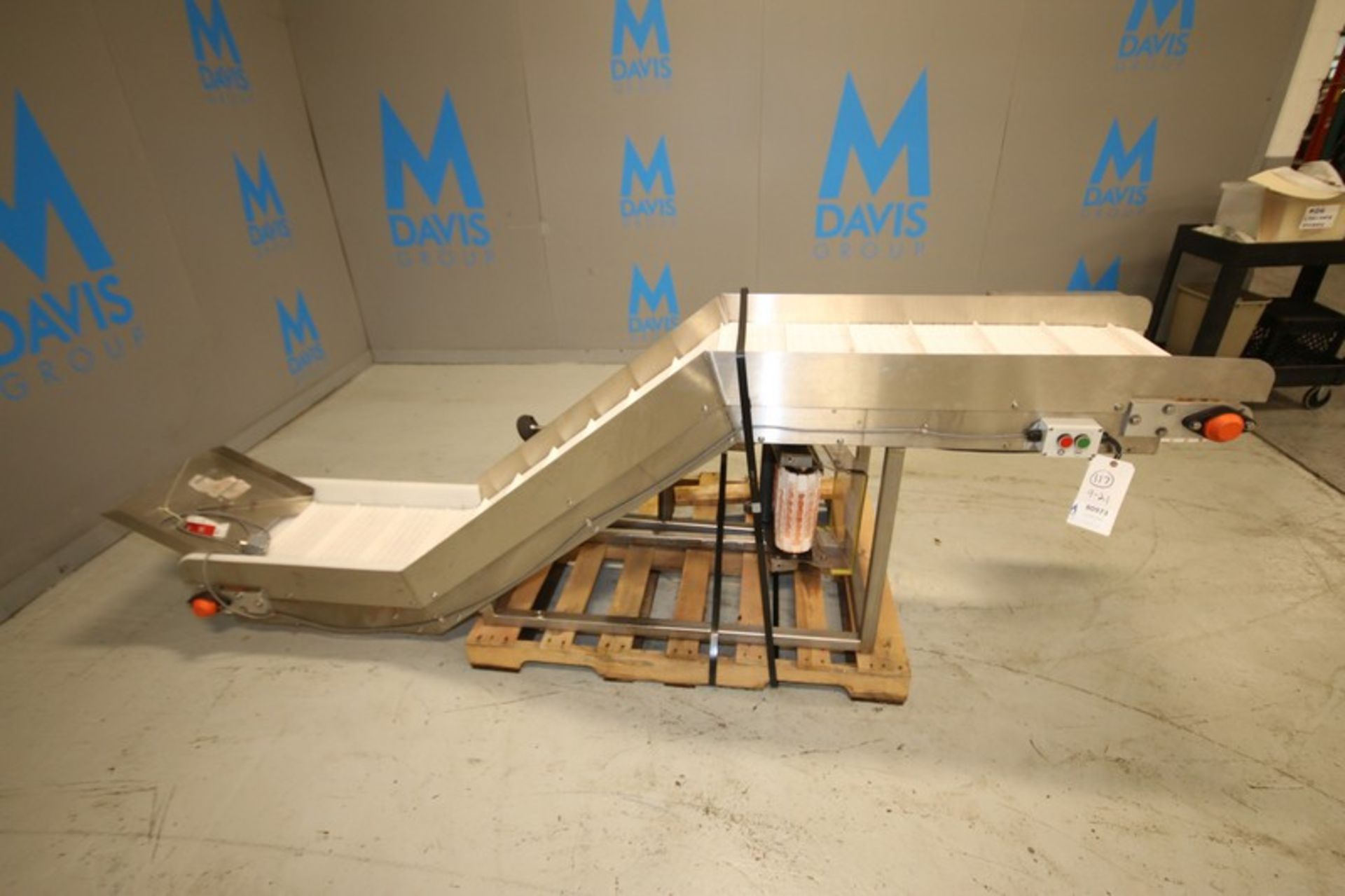 Universal Packaging Inc Aprox 9' L x 30" H x 18" W S/S Inclined Conveyor, Model TC.18.72 M, SN 1736,