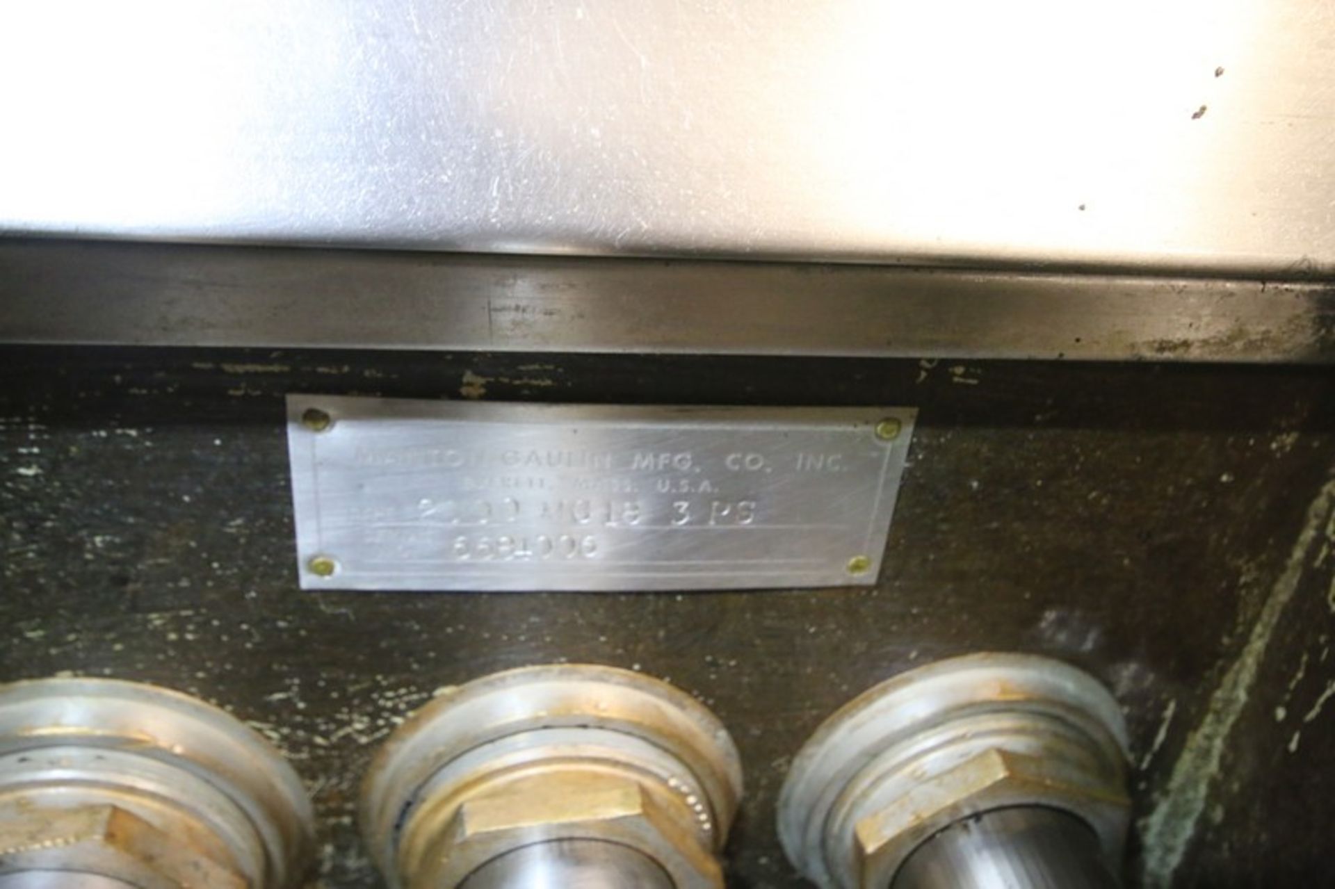 Gaulin 3-Piston Homogenizer, Type 2000 MC18 3 PS SN 6684006, with Micro Valve, 5,000 psi Guage & - Image 10 of 11