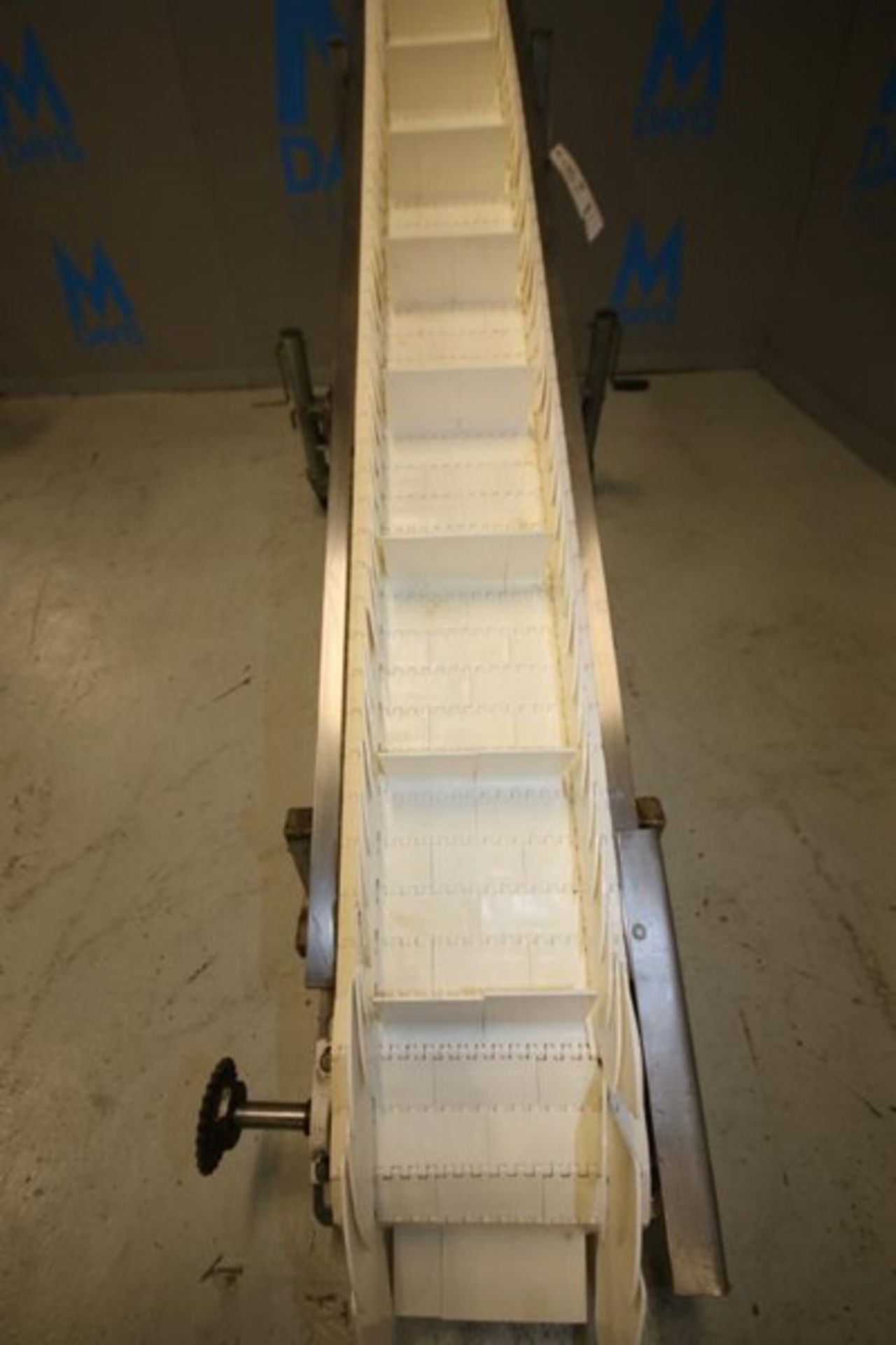 8'L x 9"W x 49"H Inclined S/S Conveyor, with 10" Flights, Mounted on Wheels, (Note: Missing Drive - Image 5 of 6