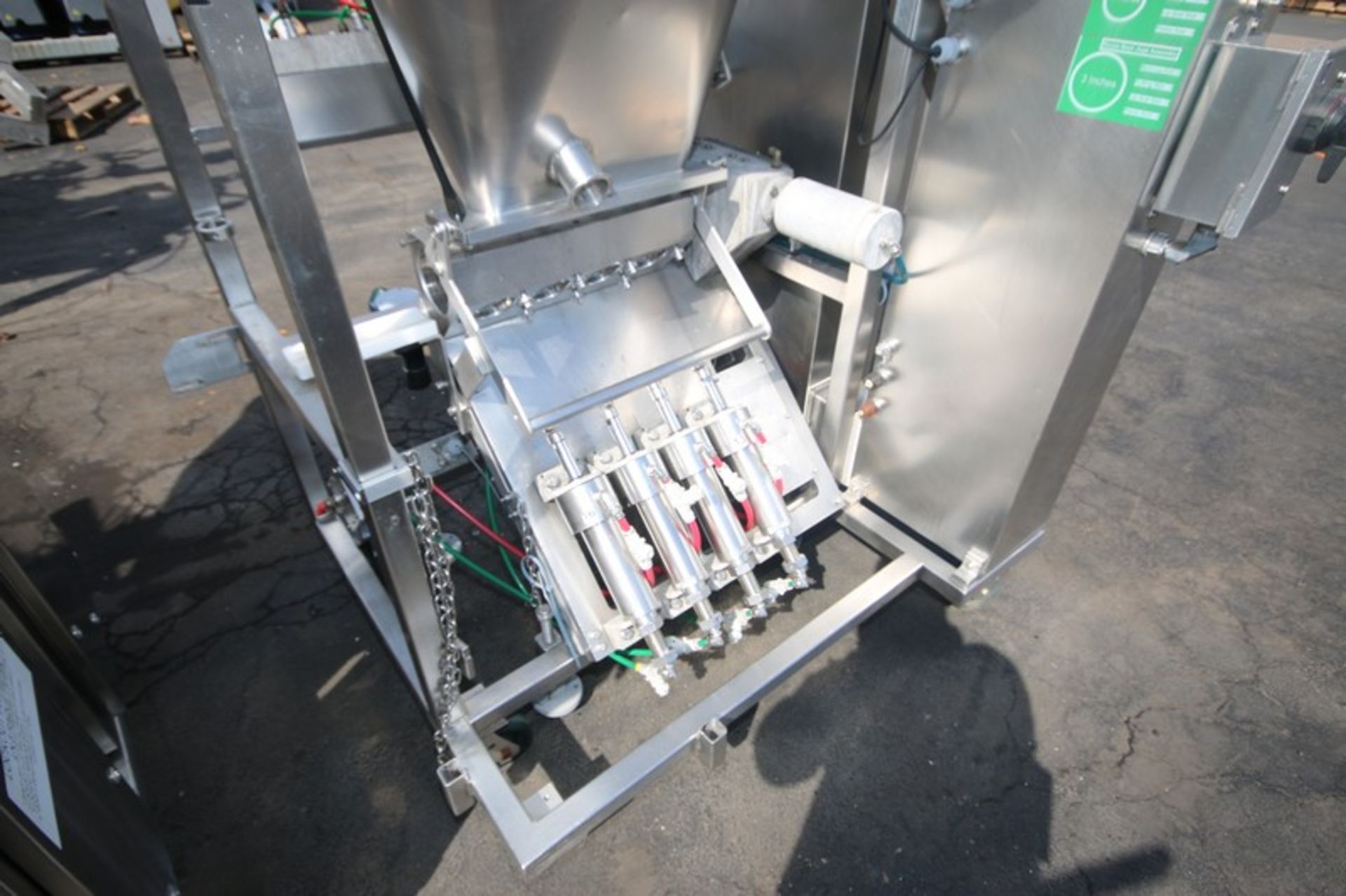 Raque S/S 4-Piston Filler,M/N PF2.5-4, S/N 1000164, with Hopper, 460 Volts, 3 Phase, Mounted on - Image 6 of 9