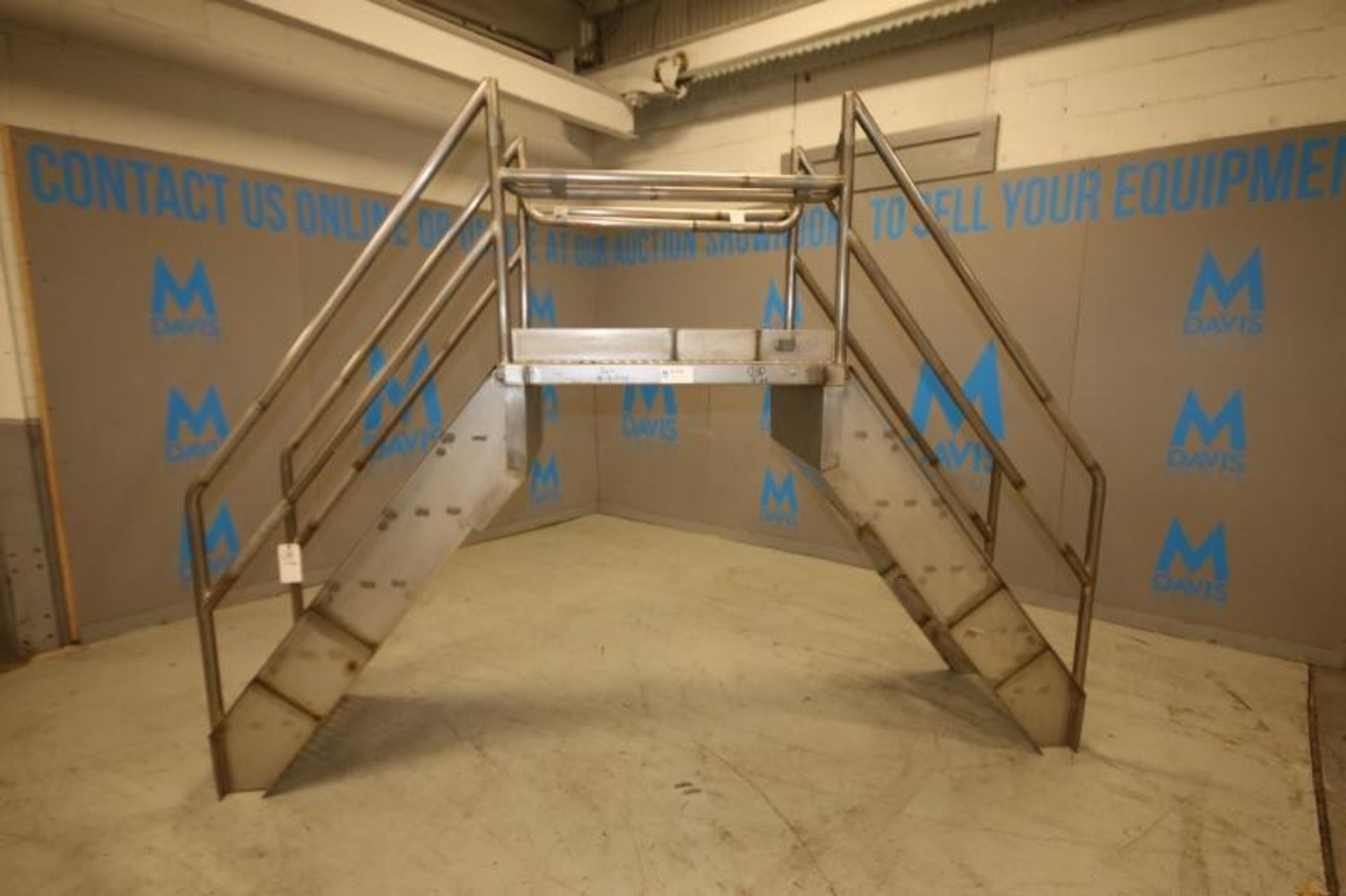 10'L x 30"W x 57"H S/S Conveyor CrossoverPlatform with Handrail & Grated Floor(INV#81394)(