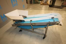 6' L Inclined S/S Conveyor with 20" W Belt,Adjustable Side Rails and Hopper, Mounted on Wheels, (