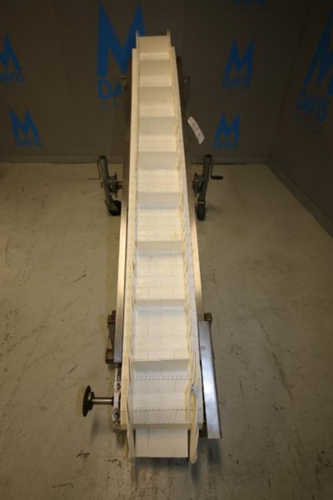 8'L x 9"W x 49"H Inclined S/S Conveyor, with 10" Flights, Mounted on Wheels, (Note: Missing Drive - Image 2 of 6