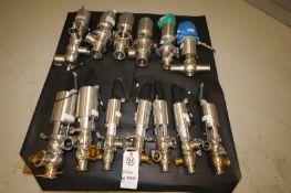 Lot of (13) Alfa Laval, Tri Clover, GEA & WCB Assorted S/S Air Valves, 1.5", 2" & 2.5" Clamp Type (