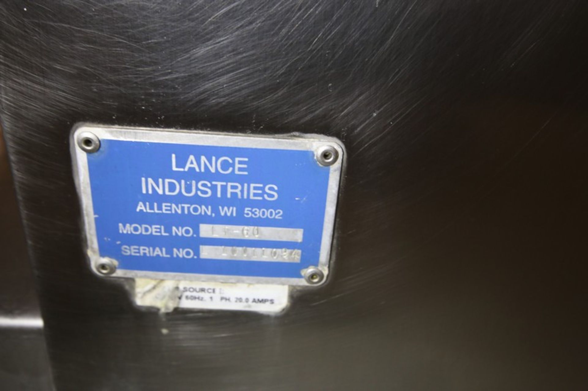 Lance 1,000 lb. Capacity S/S Vacuum Tumbler, Model LT 60, SN L10011094, 110V, (Note: Missing Lid) ( - Image 7 of 7