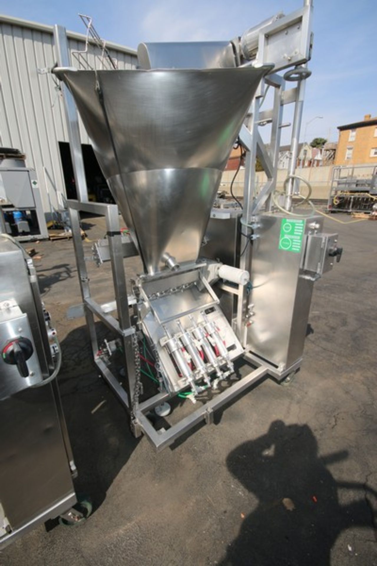 Raque S/S 4-Piston Filler,M/N PF2.5-4, S/N 1000164, with Hopper, 460 Volts, 3 Phase, Mounted on - Image 5 of 9