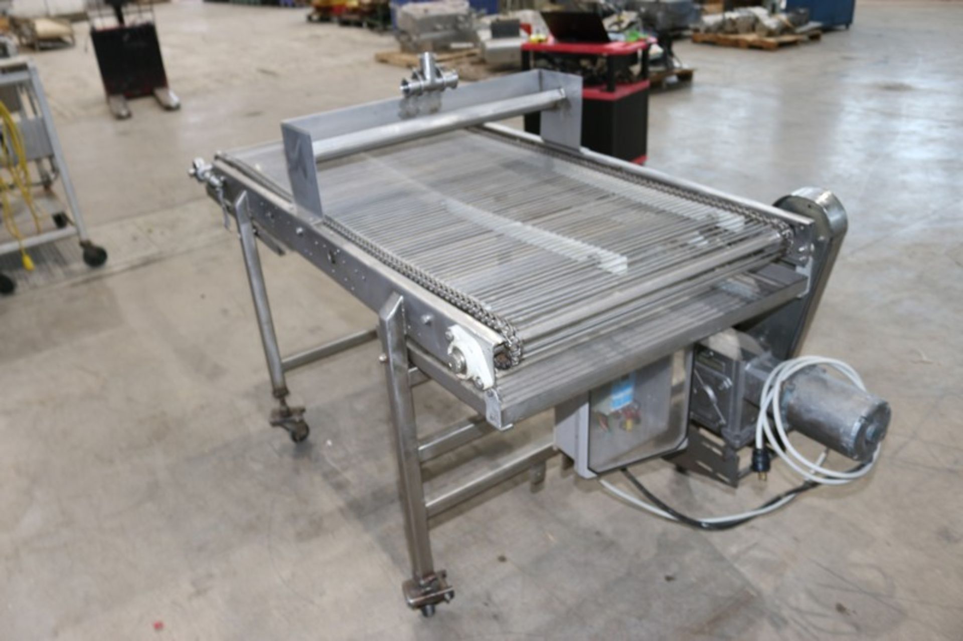 Straight Section of S/S Conveyor, with Top Applicator Mounted, Aprox. 29" W Belt with Motor, Mounted - Image 5 of 6