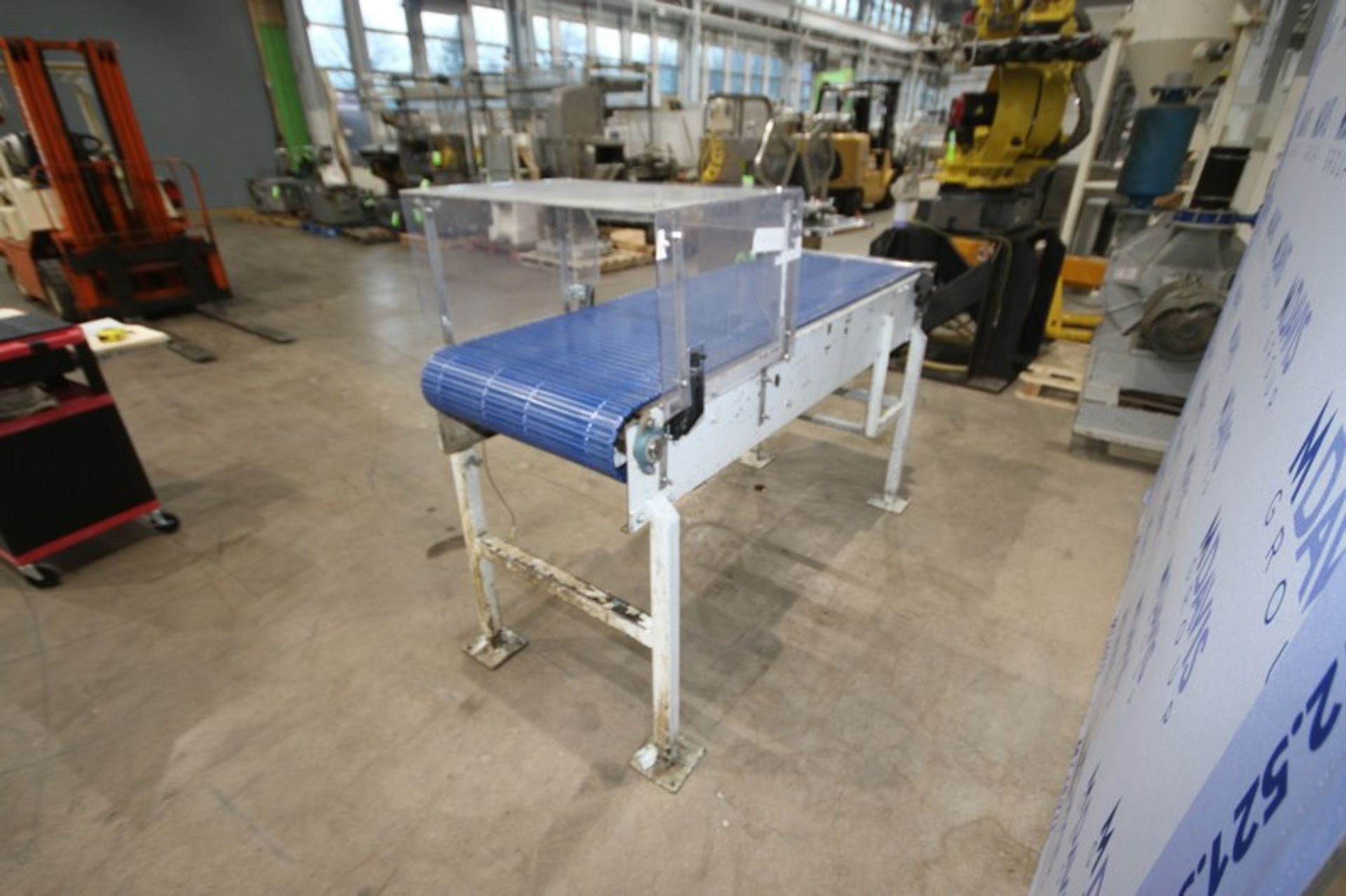 Straight Section of Conveyor, with Aprox. 24" W Blue Interlock Belt, Overall Length of Conveyor: - Image 4 of 7