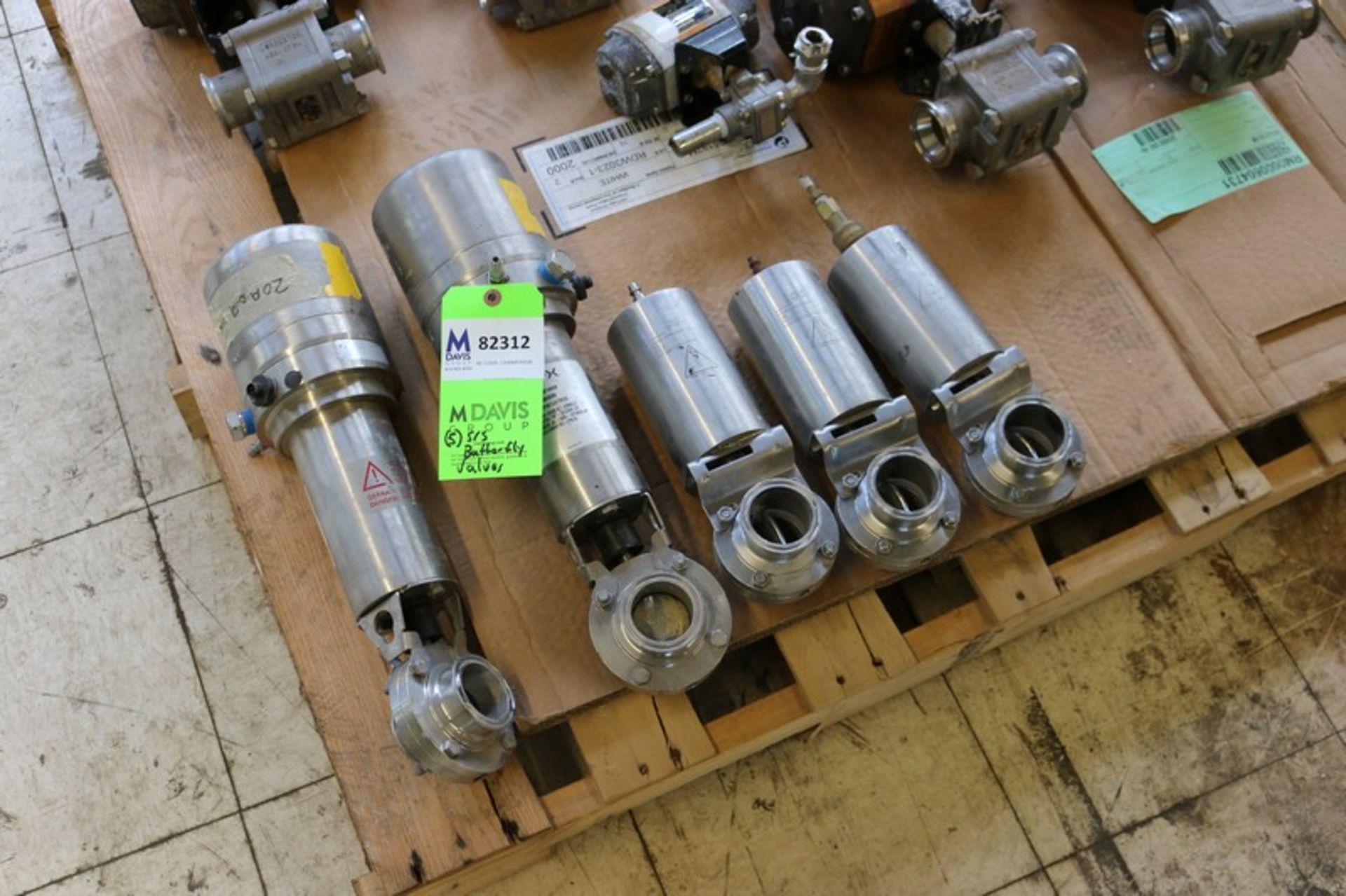 (5) S/S Butterfly Valves, 2-with Control Tops, with 3-Other Pneumatic Valves (INV#82312) (